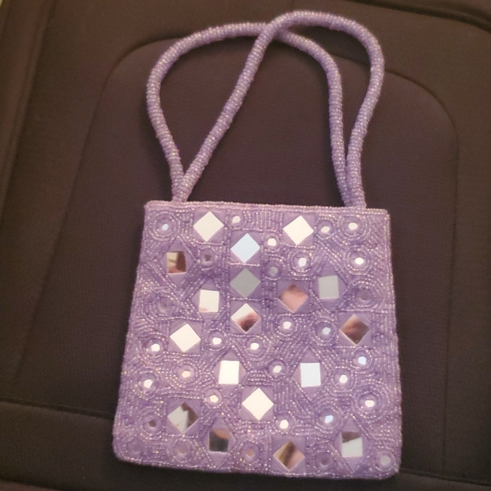Lavender beaded bag from Bloomingdales